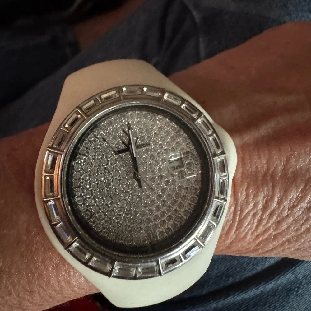 Toy White Rhinestone and Rubber Watch - Picture 2 of 4
